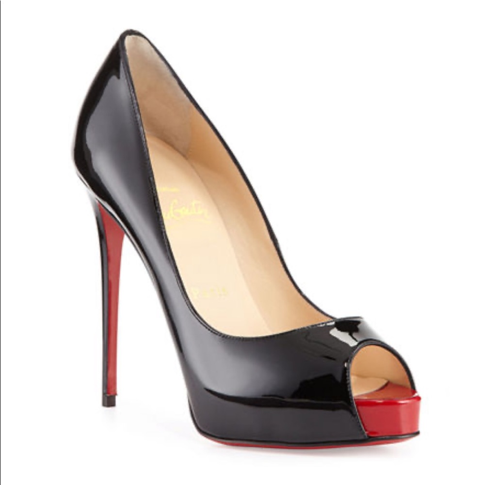Louboutin Black Patent New Very Prive Red Sole 120